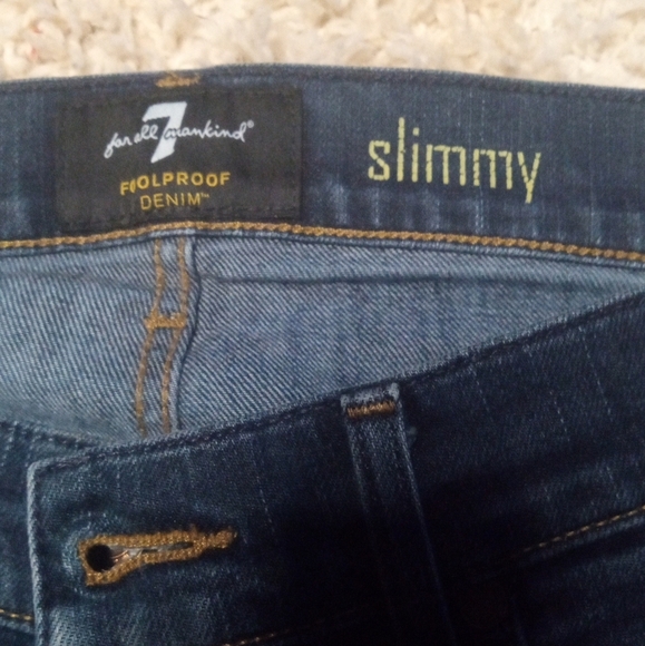 7 For All Mankind Dark Wash 5 Pocket Slimmy Straight Leg Jeans Size 32 - Picture 9 of 10